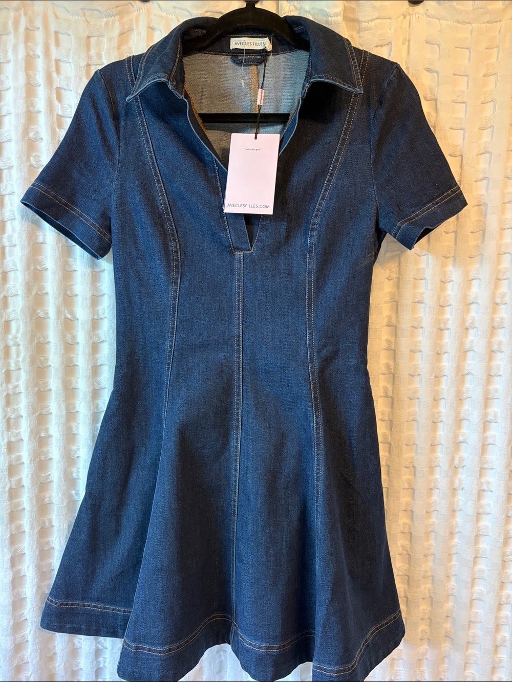 AVEC LES FILLES ' Dark Blue Denim Fit-and-Flare Dress